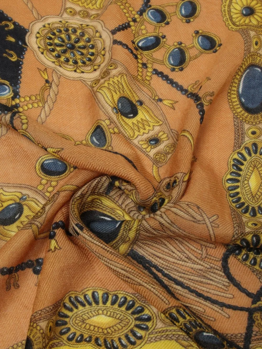 ETRO Gerafelde sjaal met sieraden-print Oranje