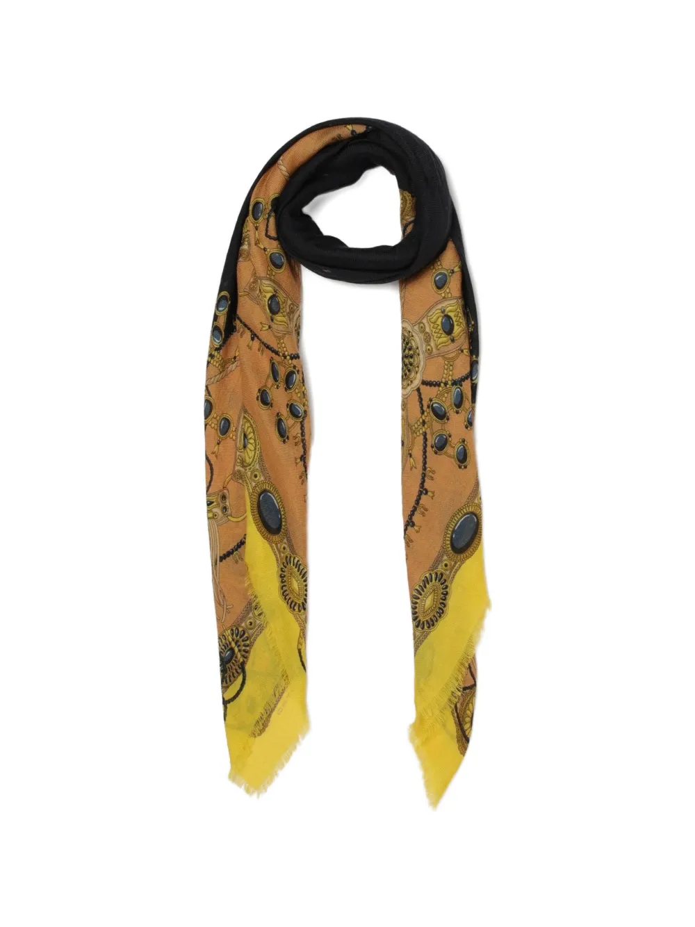 ETRO Gerafelde sjaal met sieraden-print Oranje