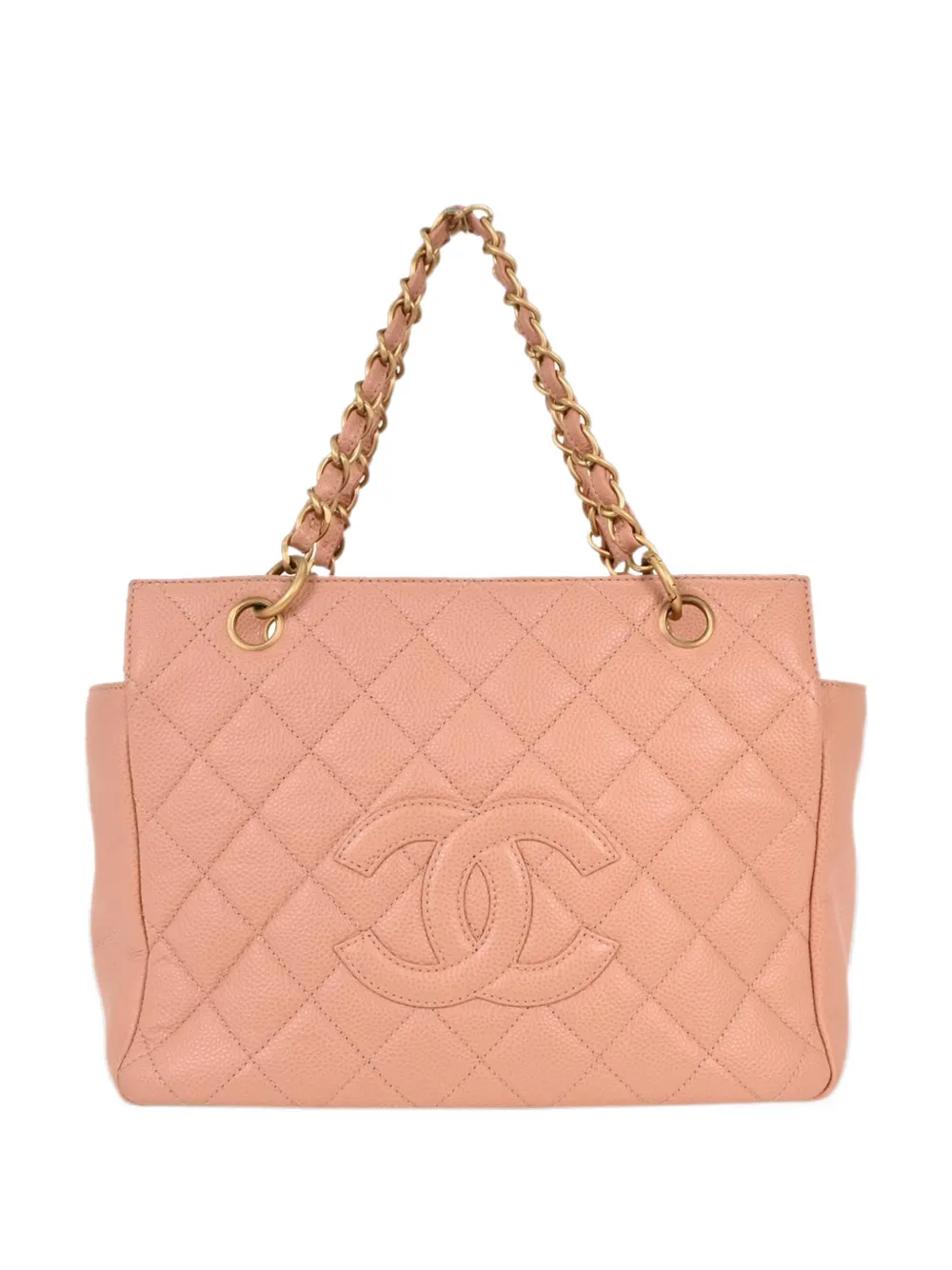 Pre-owned Chanel Quilted Cc Tote Bag In Pink