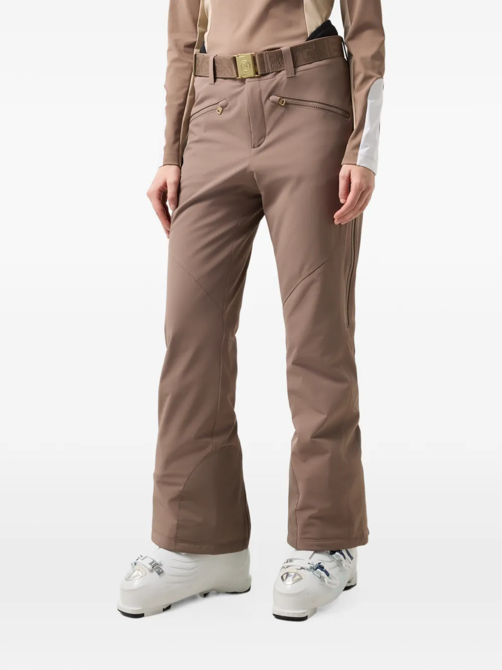 BOGNER Ilka skibroek met logo-ceintuur Bruin