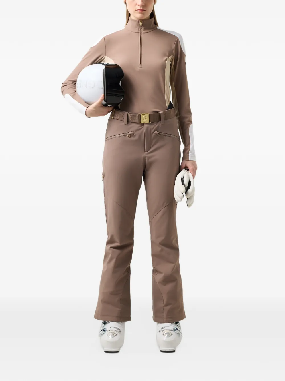 BOGNER Ilka skibroek met logo-ceintuur Bruin