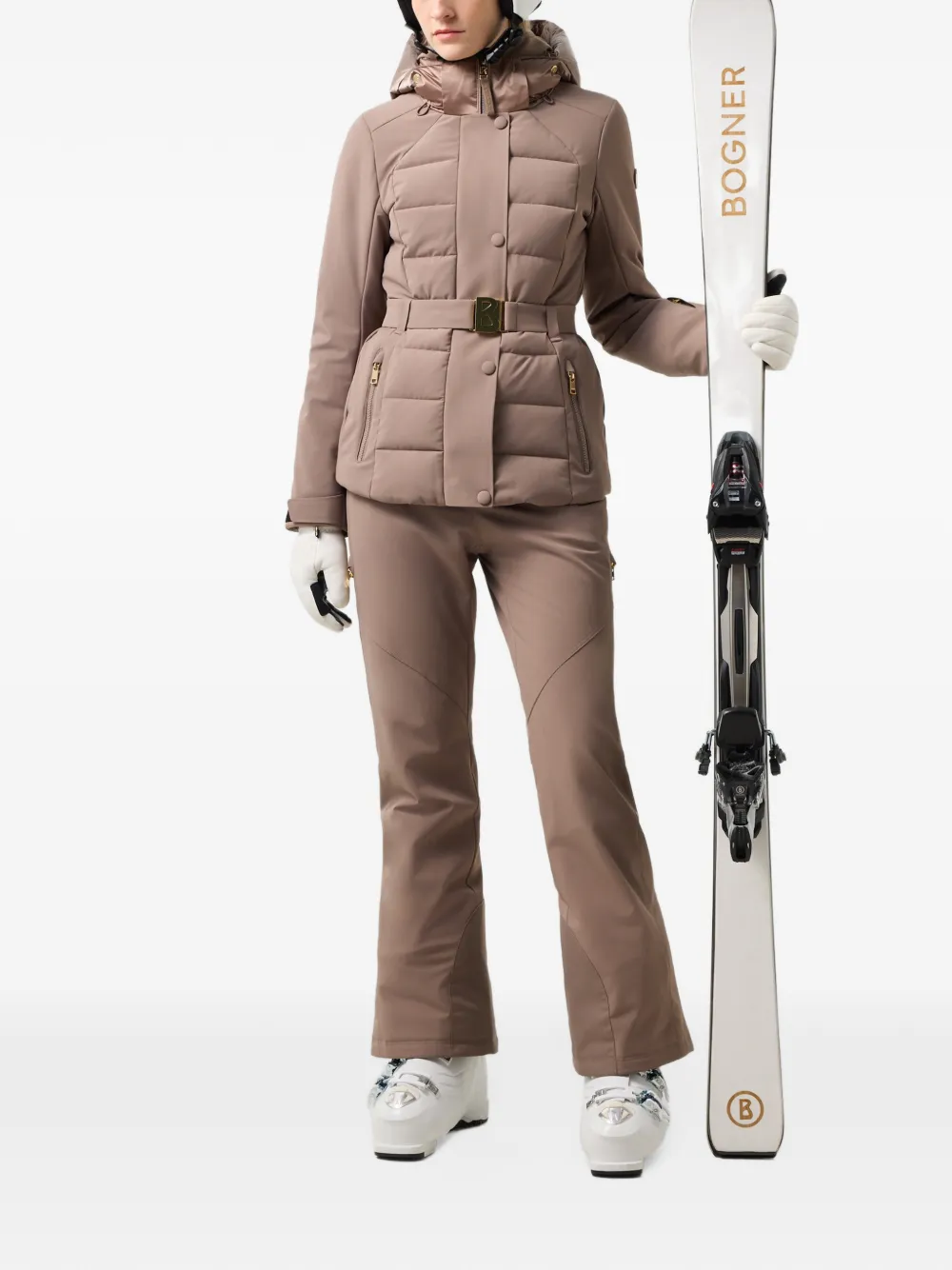 BOGNER Ilka skibroek met logo-ceintuur Bruin