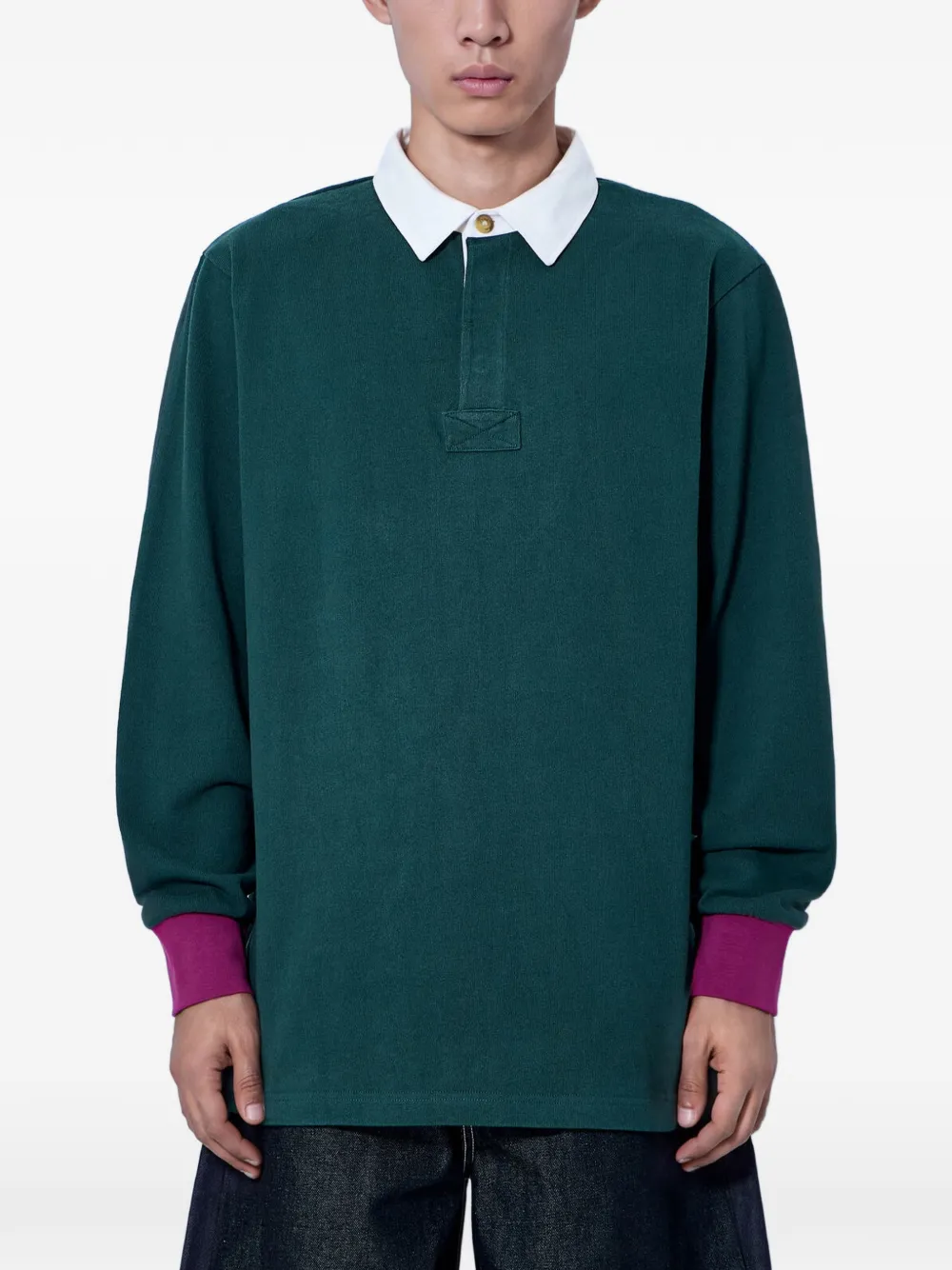 ENTIRE STUDIOS Jonah contrast-collar rugby polo shirt - Verde