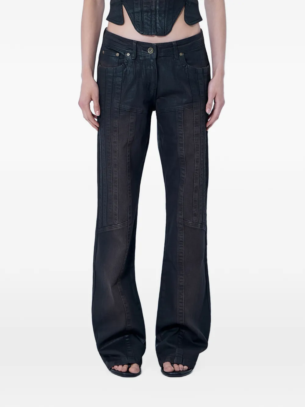 KNWLS Alice panelled mid-rise jeans - Nero