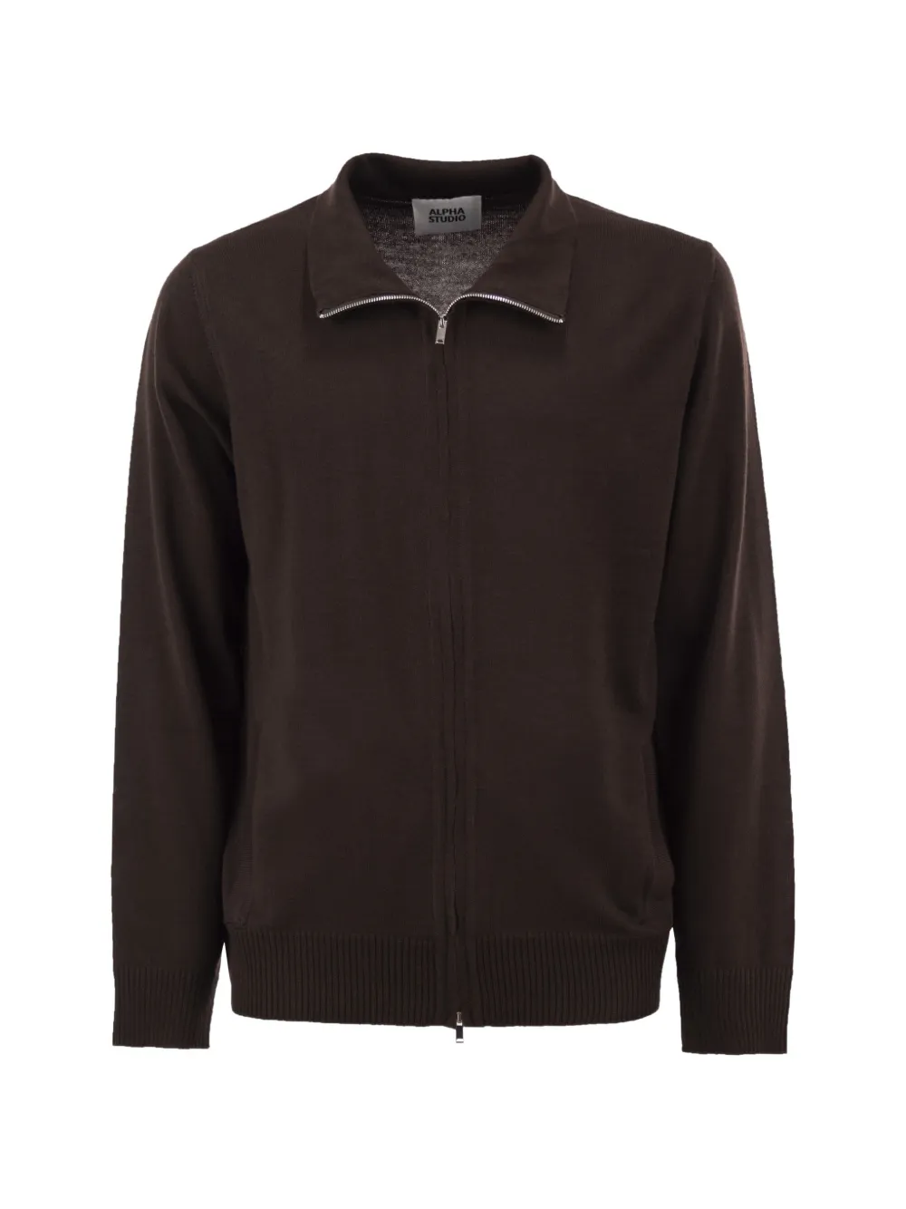 ALPHA STUDIO merino wool zip-up cardigan - Brown