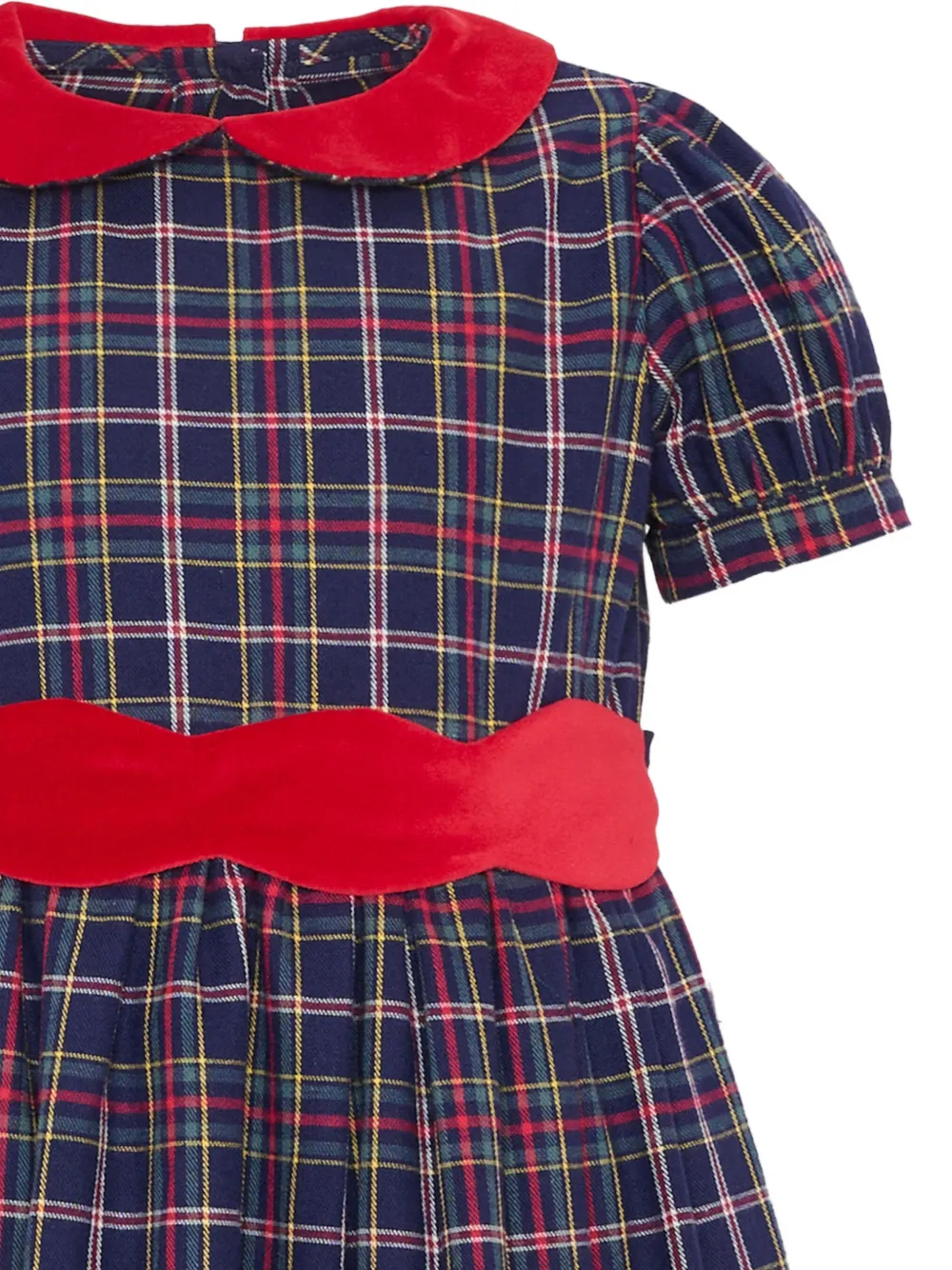 Mariella Ferrari tartan velvet-trim dress Blauw