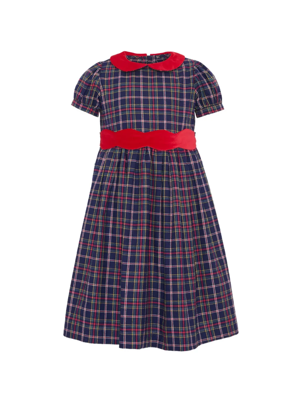 Mariella Ferrari tartan velvet-trim dress - Blu