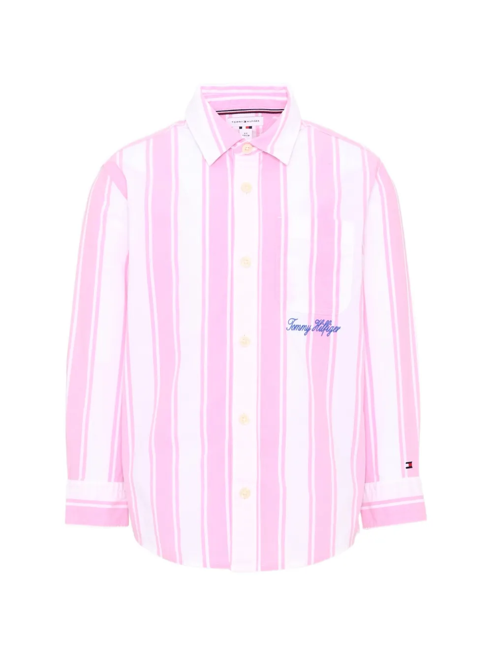 Tommy Hilfiger Junior vertical-stripe logo-embroidered shirt - Pink