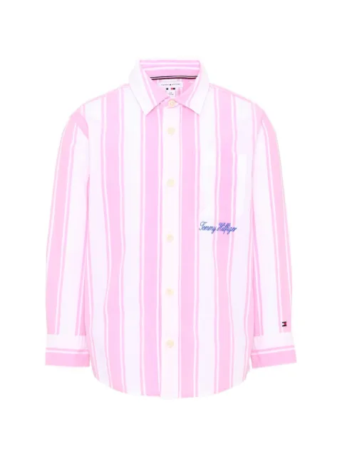 Tommy Hilfiger Junior vertical-stripe logo-embroidered shirt