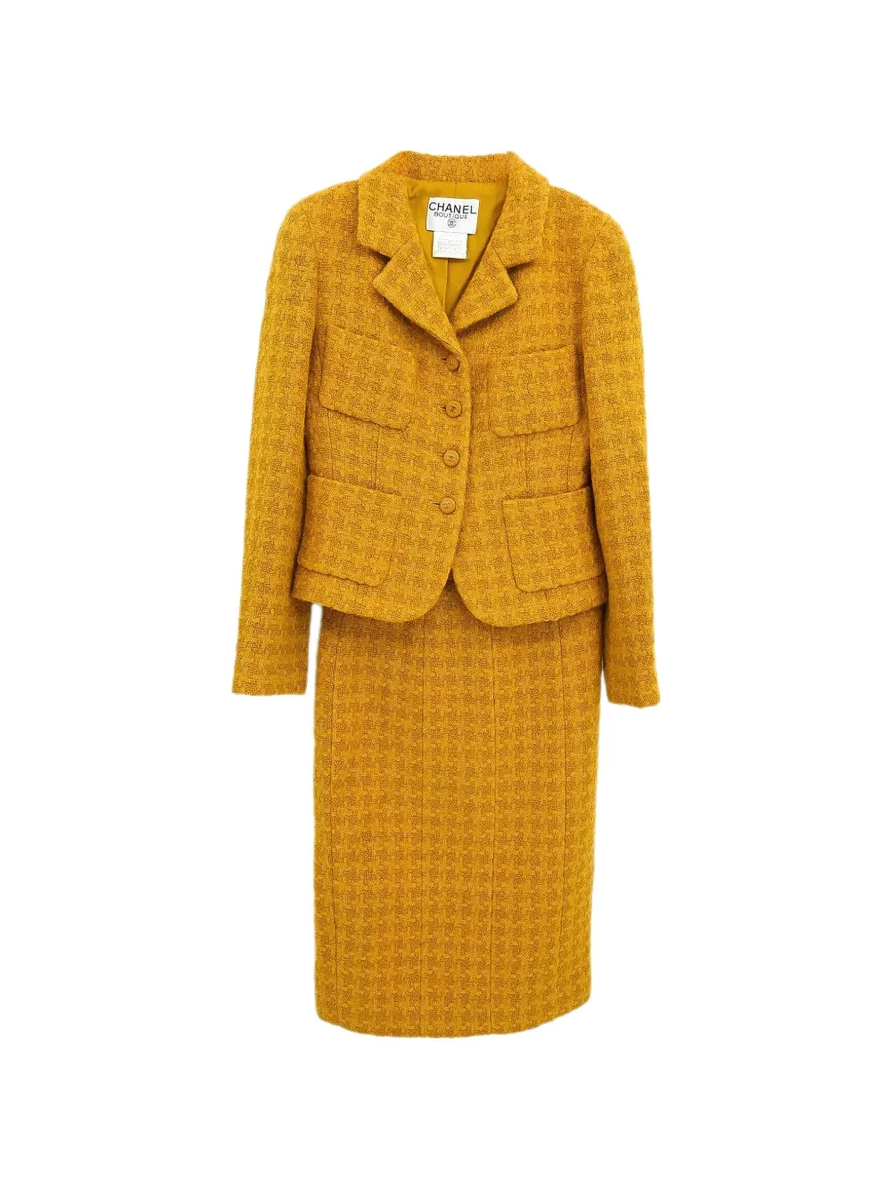 CHANEL Pre-Owned 1995 notched-lapels skirt suit - Giallo