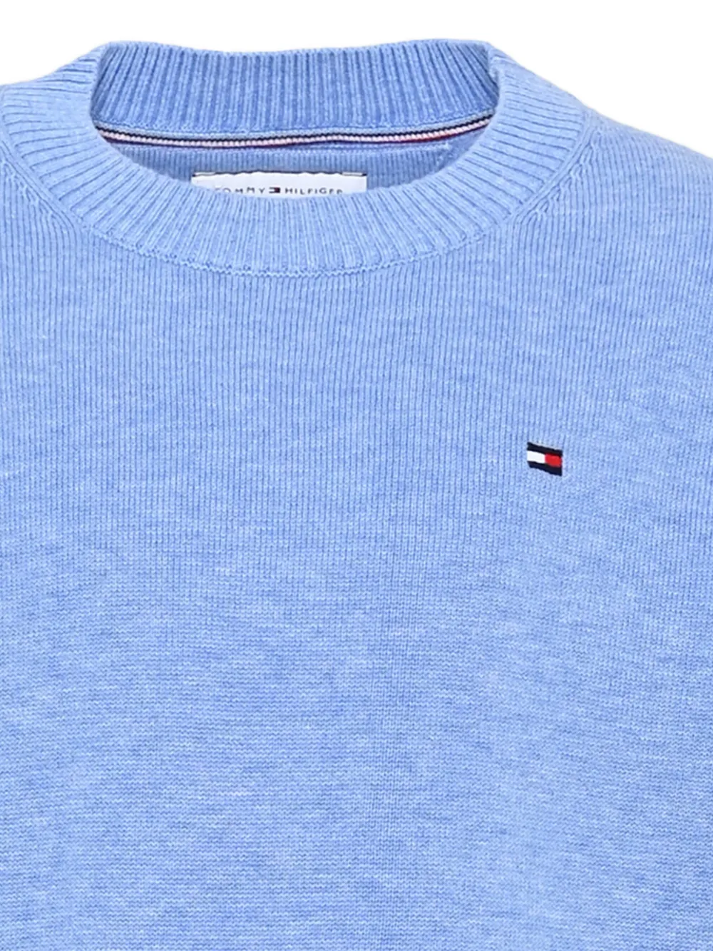 Tommy Hilfiger Junior logo-embroidered knitted sweater Blauw