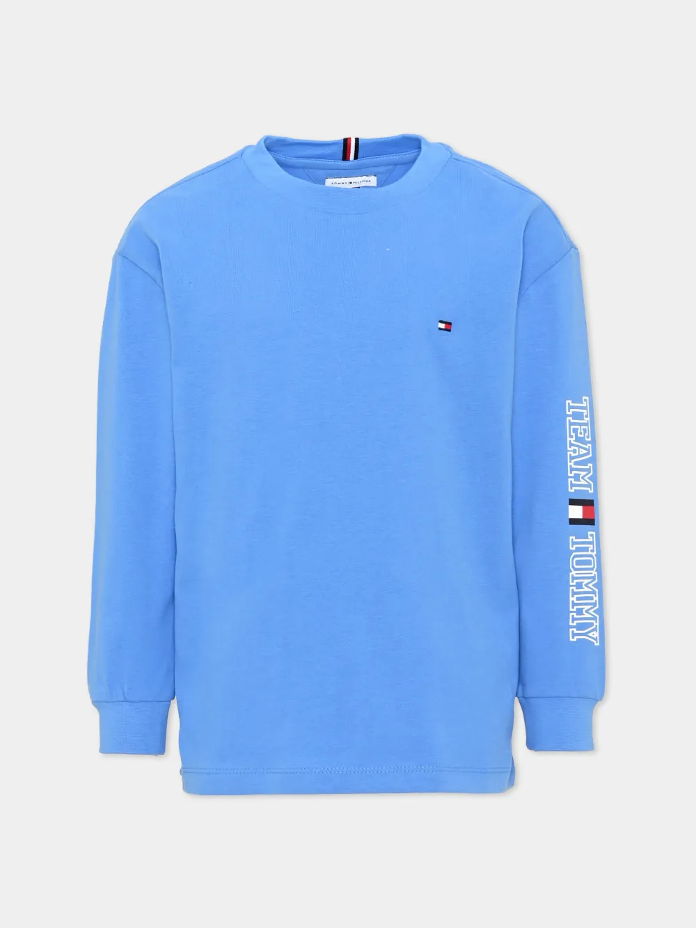 Tommy Hilfiger Junior logo-embroidered long-sleeve T-shirt - Blu