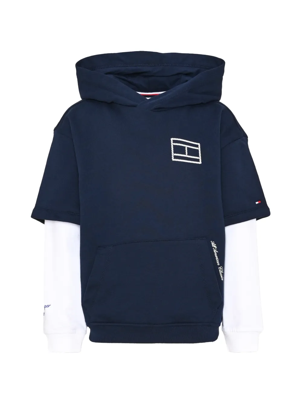 Tommy Hilfiger Junior Hoodie met gelaagd effect en logo-patch Blauw