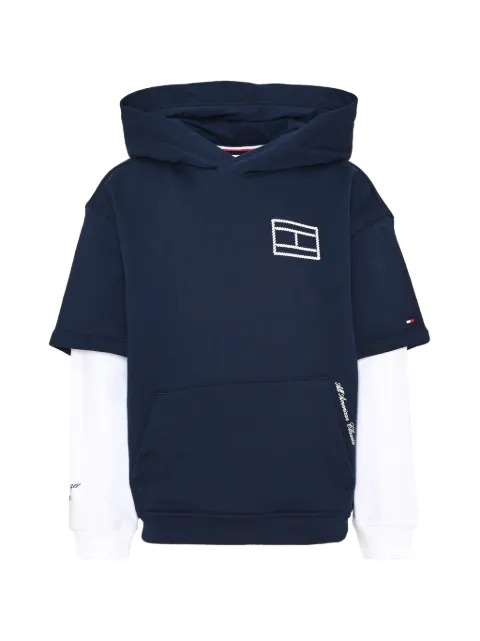 Tommy Hilfiger Junior layered-effect logo-patch hoodie