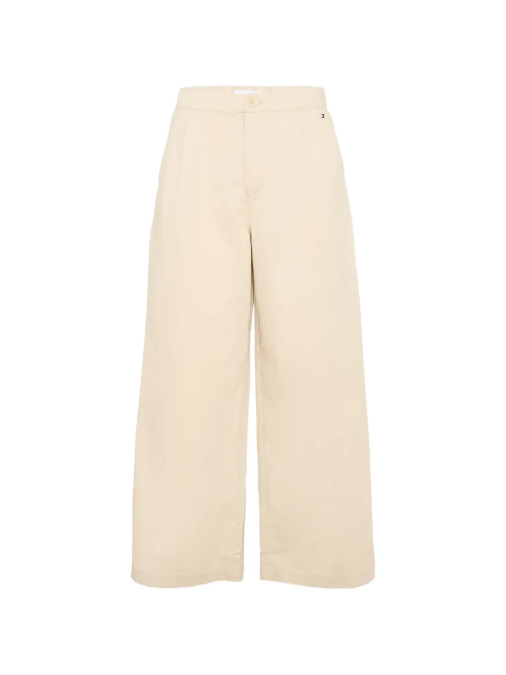 Tommy Hilfiger Junior logo-embroidered wide-leg trousers Beige