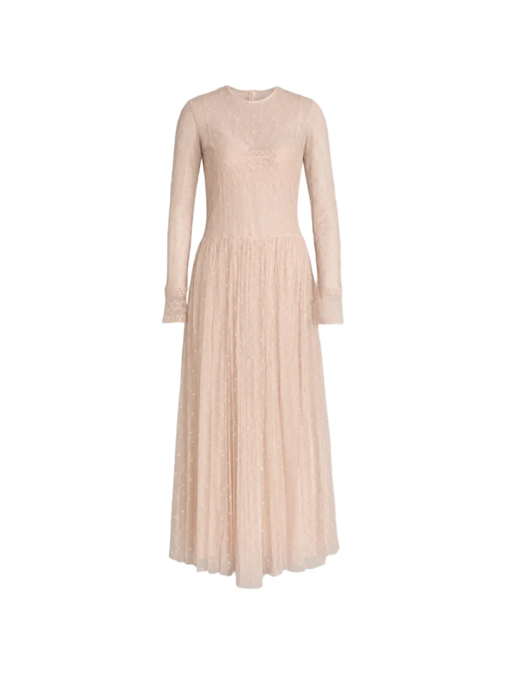 Alberta Ferretti embroidered lace-trim midi dress Roze
