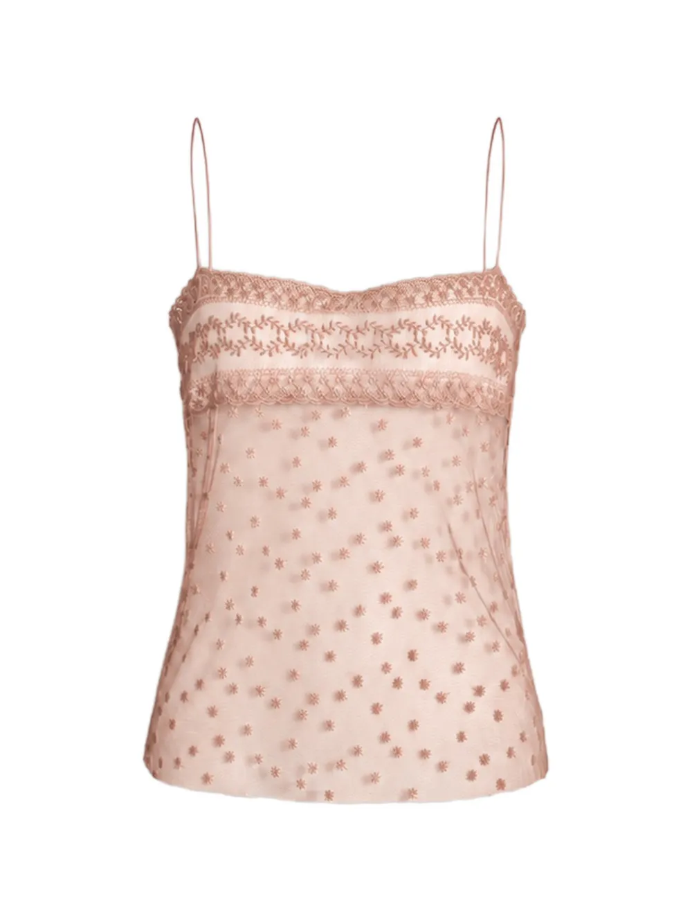Alberta Ferretti embroidered sheer camisole top - Rosa