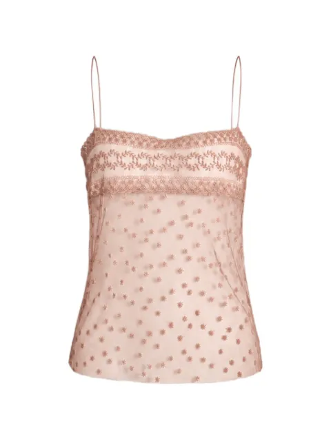 Alberta Ferretti embroidered sheer camisole top