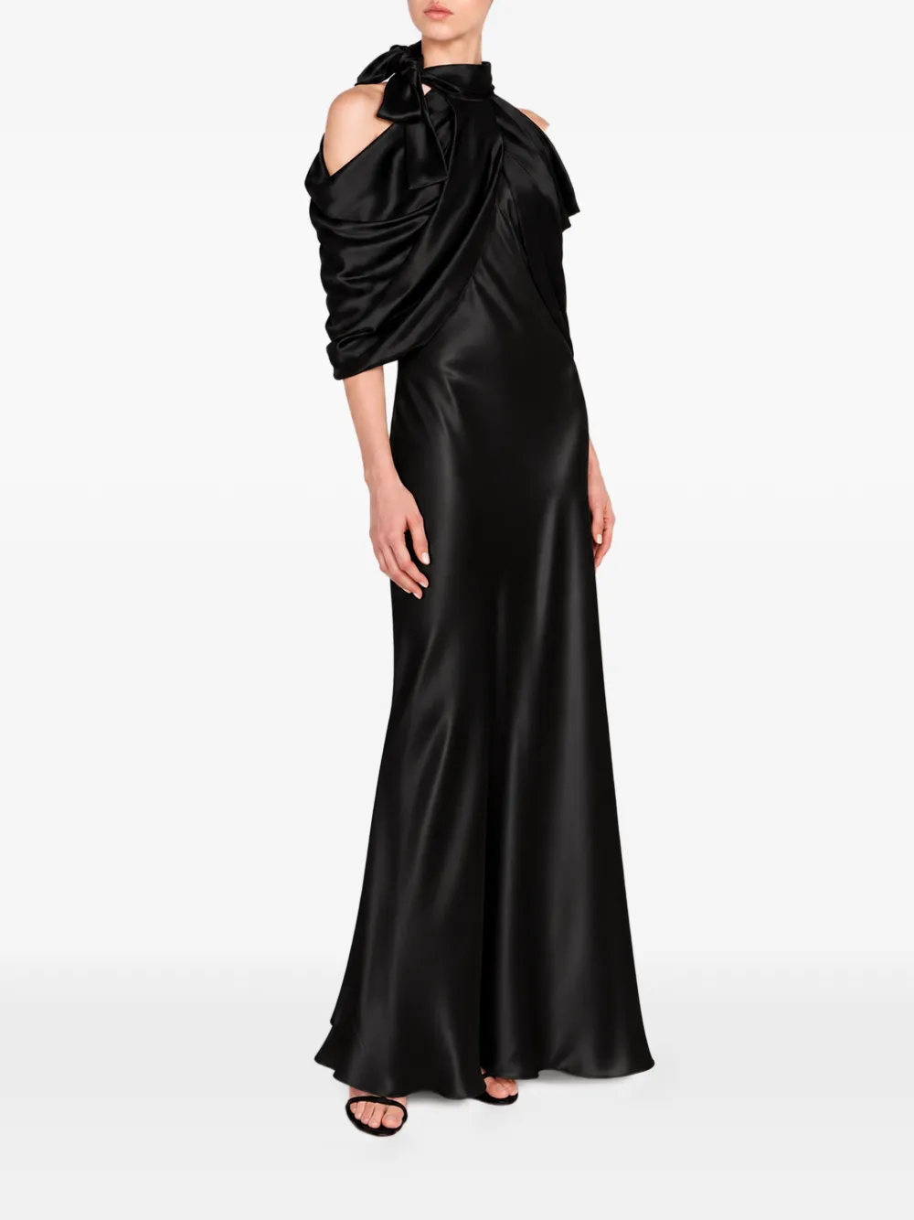 Alberta Ferretti draped bow-detail maxi dress Zwart