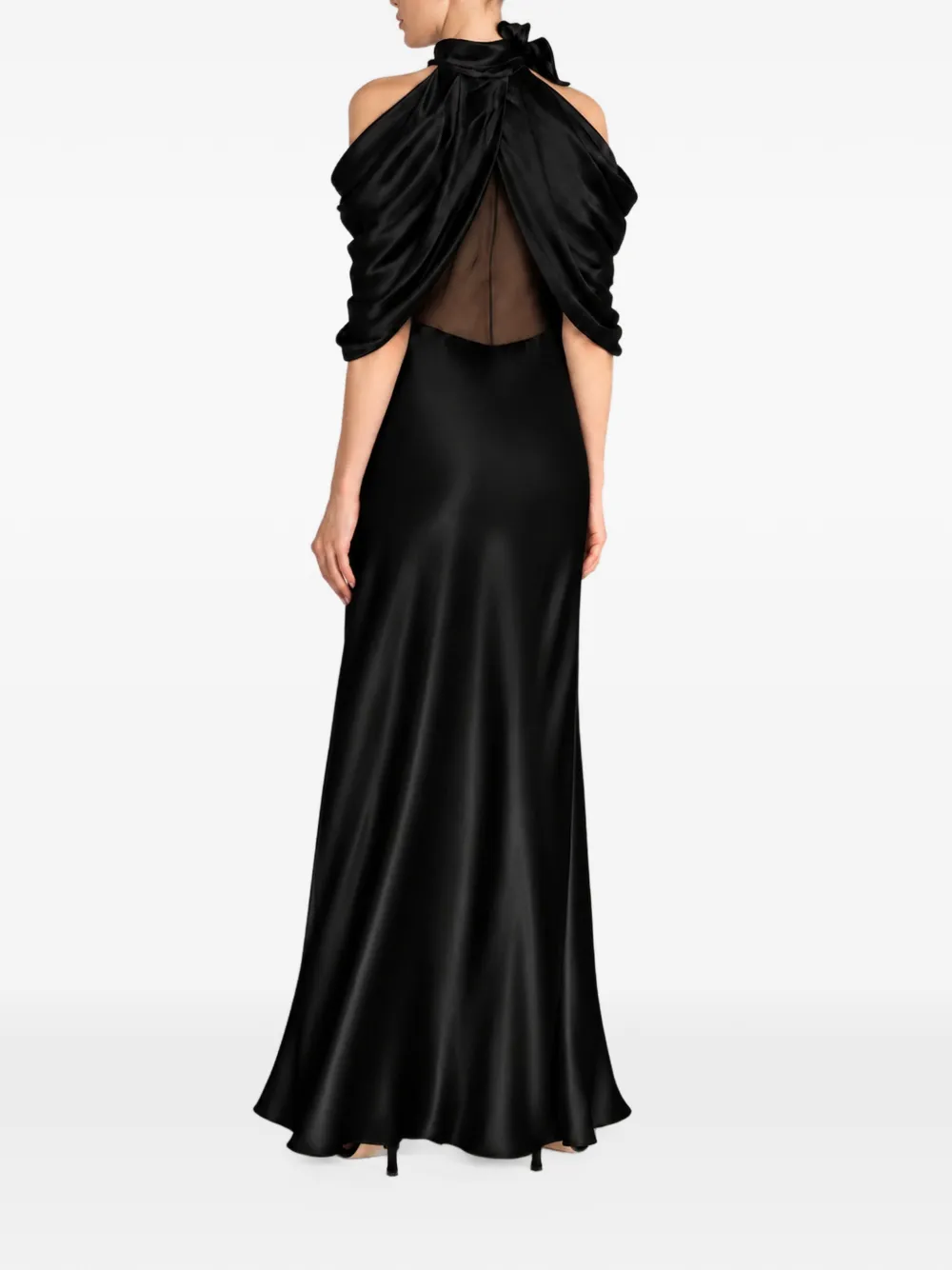 Alberta Ferretti draped bow-detail maxi dress Zwart
