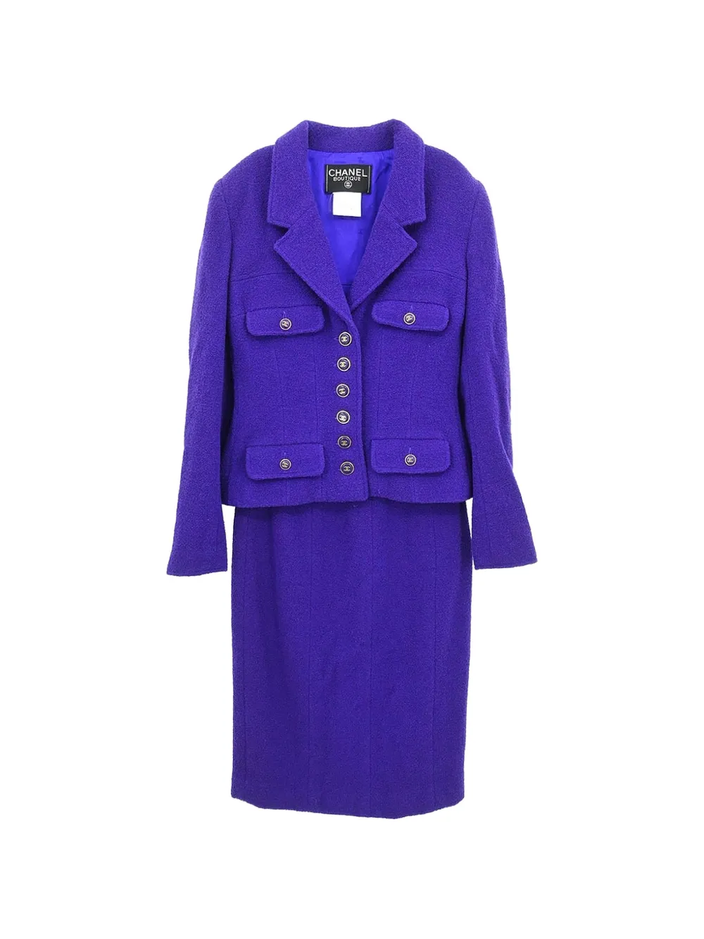 CHANEL Pre-Owned 1995 CC turn-lock mini skirt suit - Viola
