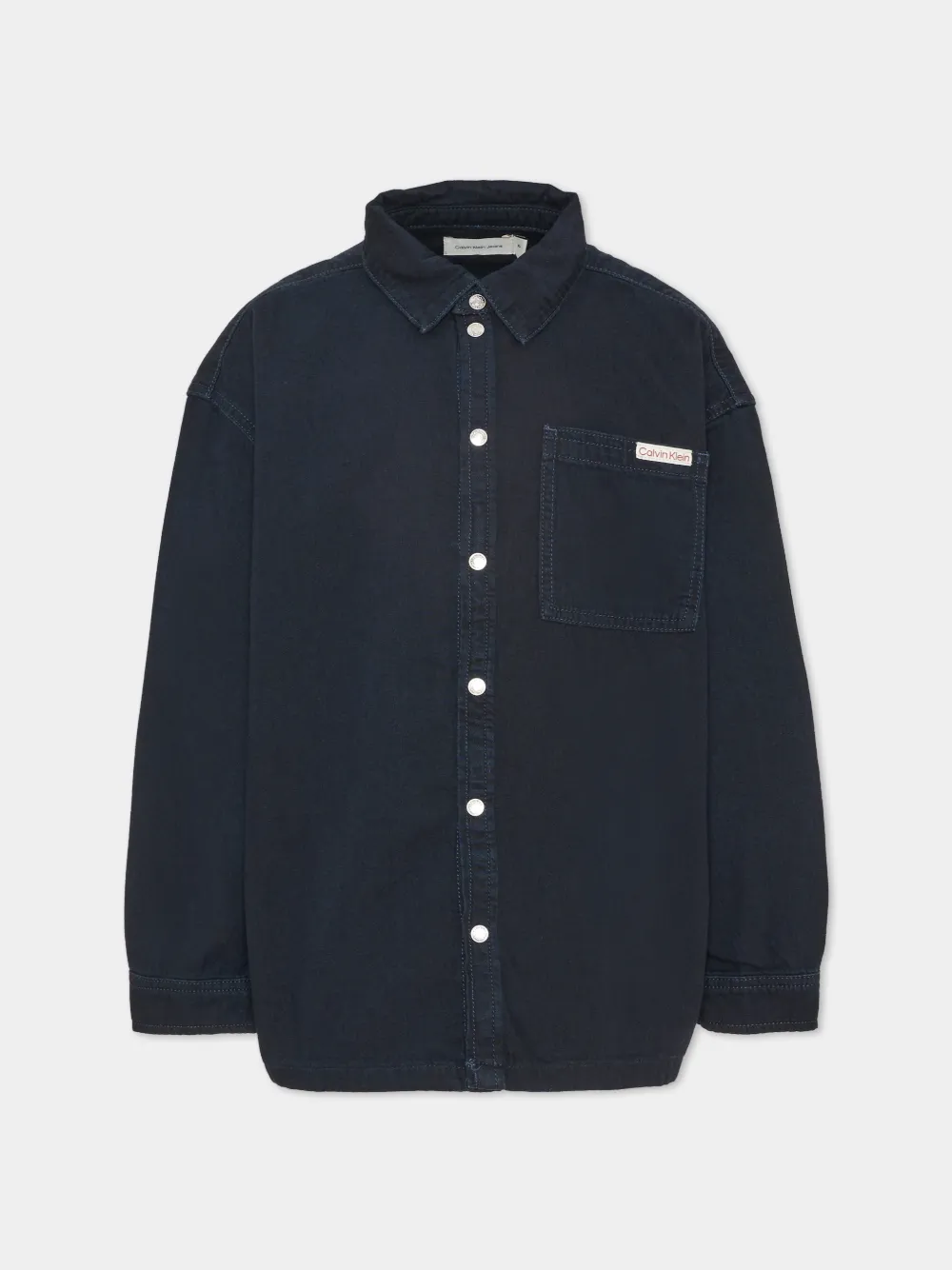 Calvin Klein Kids logo-patch denim shirt - Blu