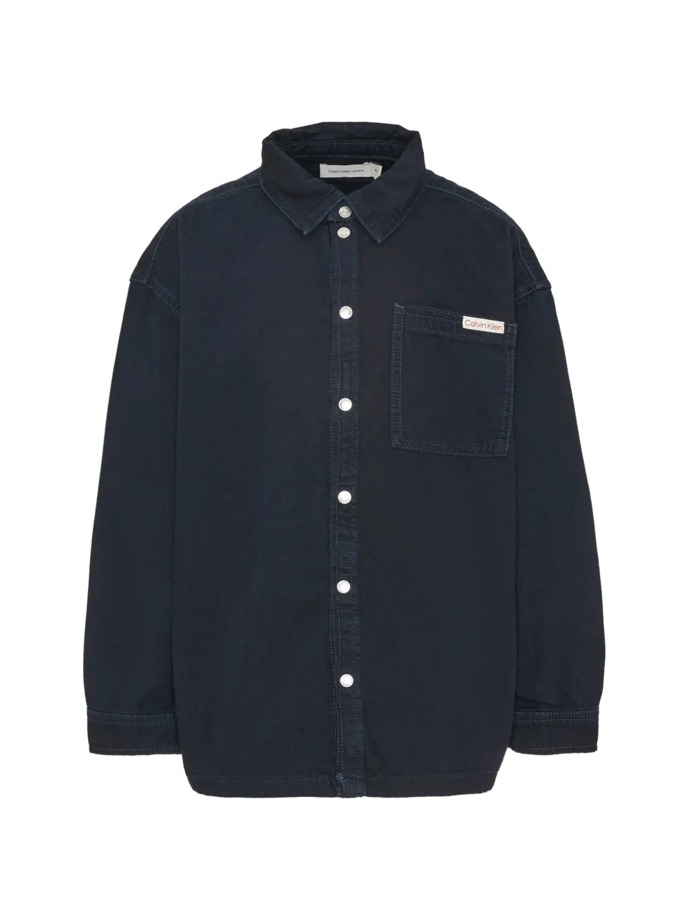 Calvin Klein Kids logo-patch denim shirt - Blu