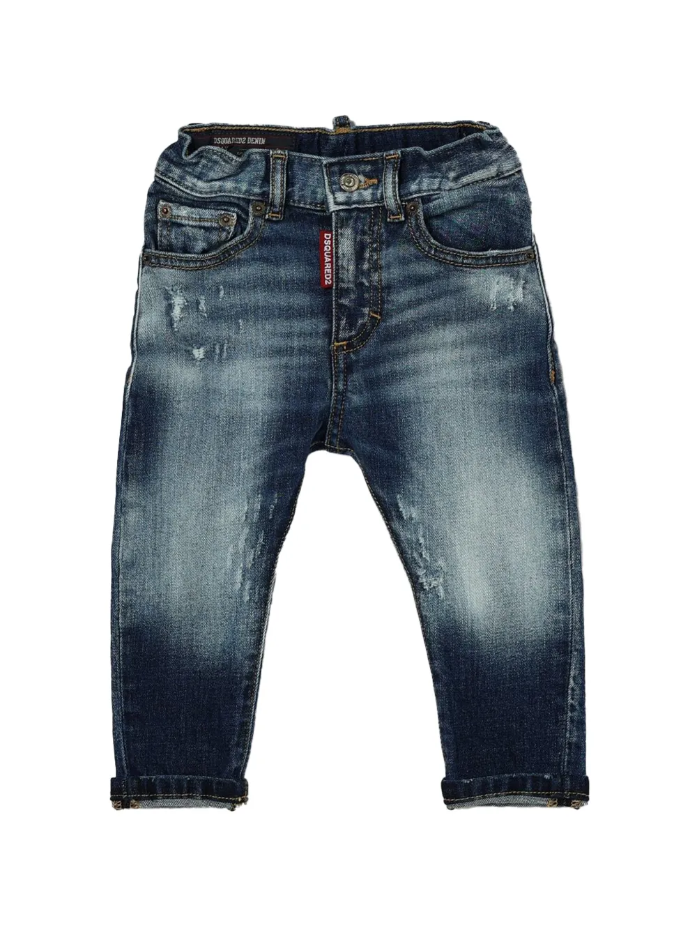 DSQUARED2 KIDS distressed slim-fit jeans Blauw