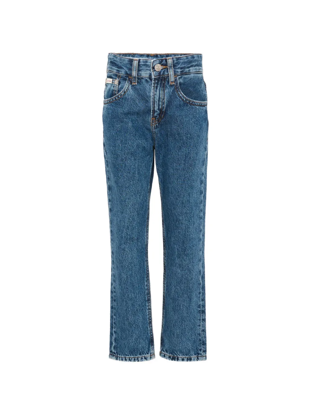 Calvin Klein Kids logo-patch straight-leg jeans - Blu