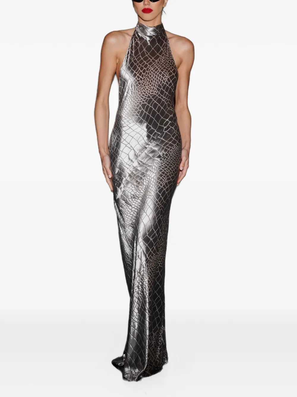 The Sei halterneck bias-cut maxi gown dress - Argent