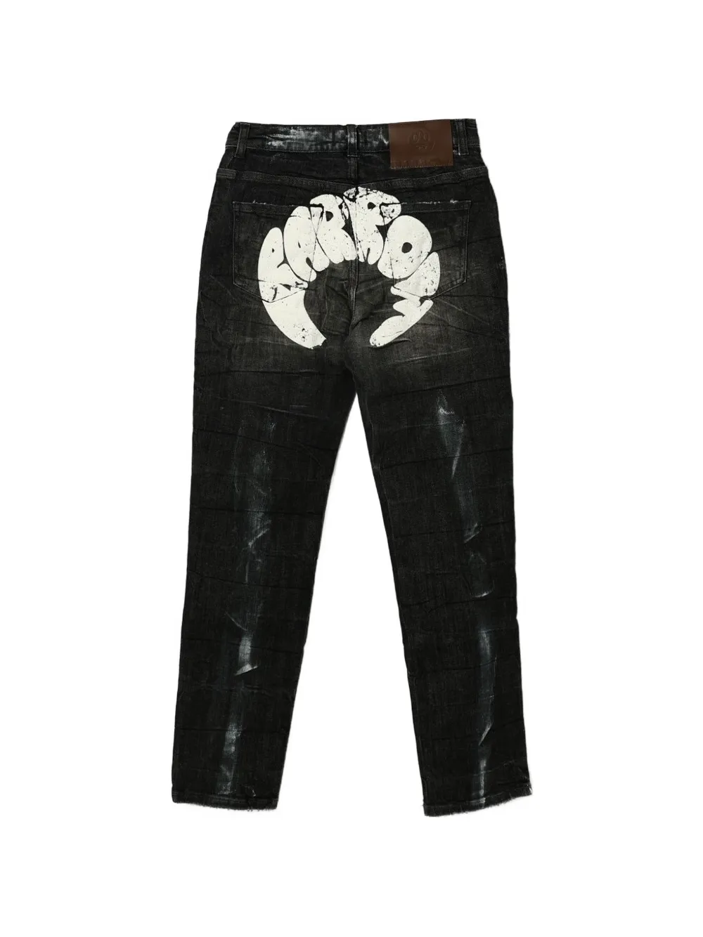 Barrow kids logo-print whiskered jeans Zwart