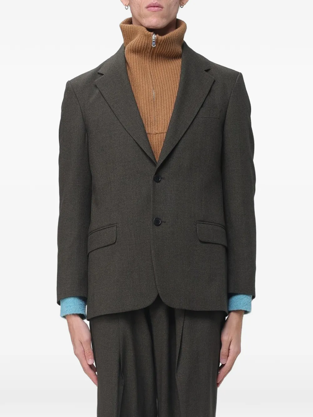 Paura notched-lapel single-breasted blazer - Green