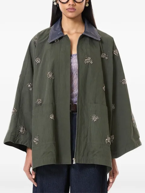 DHRUV KAPOOR Tent bead-embellished leather-collar jacket