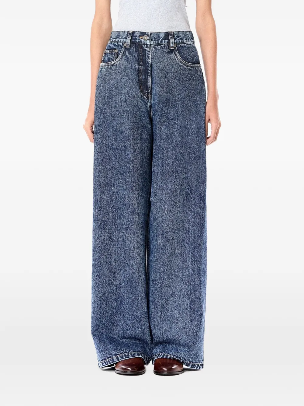 DHRUV KAPOOR acid-wash wide-leg jeans - Blu