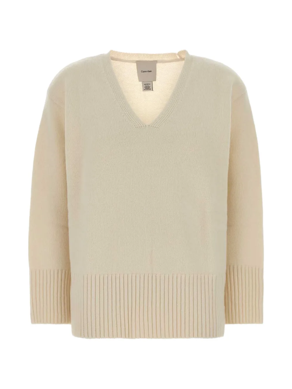 CALVIN KLEIN COLLECTION V-neck ribbed-trim sweater - Toni neutri