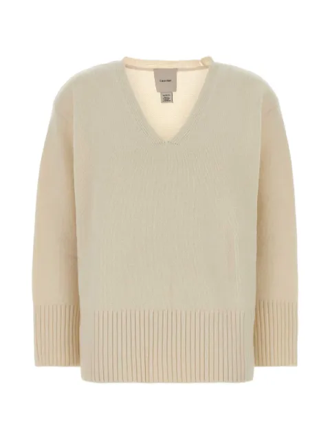 CALVIN KLEIN COLLECTION V-neck ribbed-trim sweater