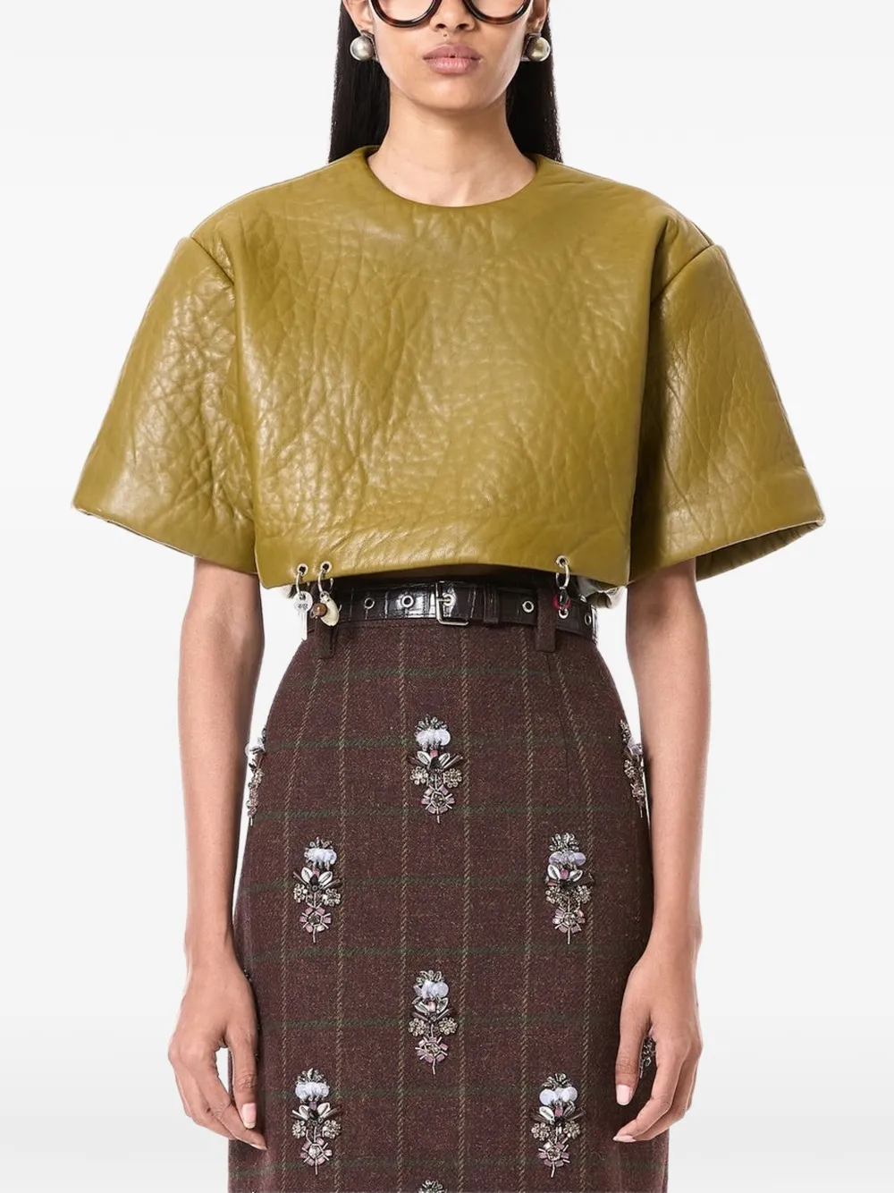 DHRUV KAPOOR pierced cropped top - Verde