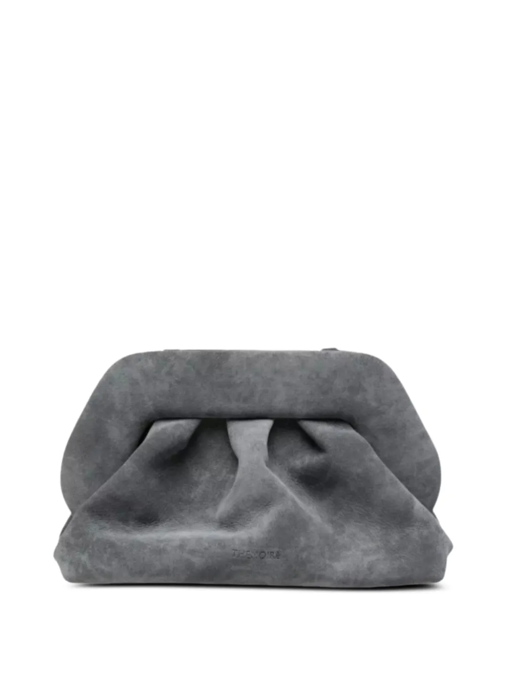 Themoirè medium ruched suede clutch bag - Grigio