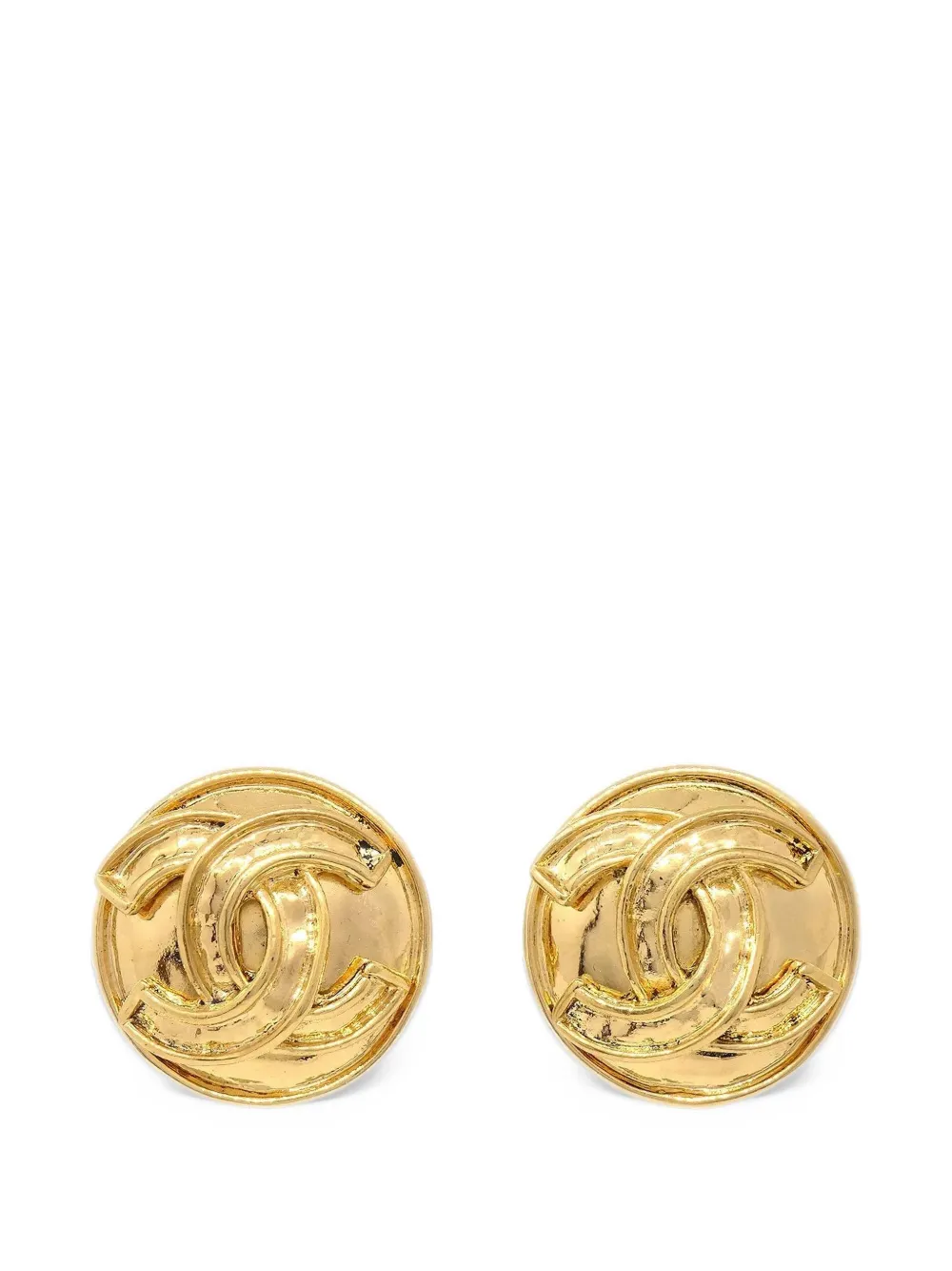 CHANEL Pre-Owned 1994 CC round earrings - Gold