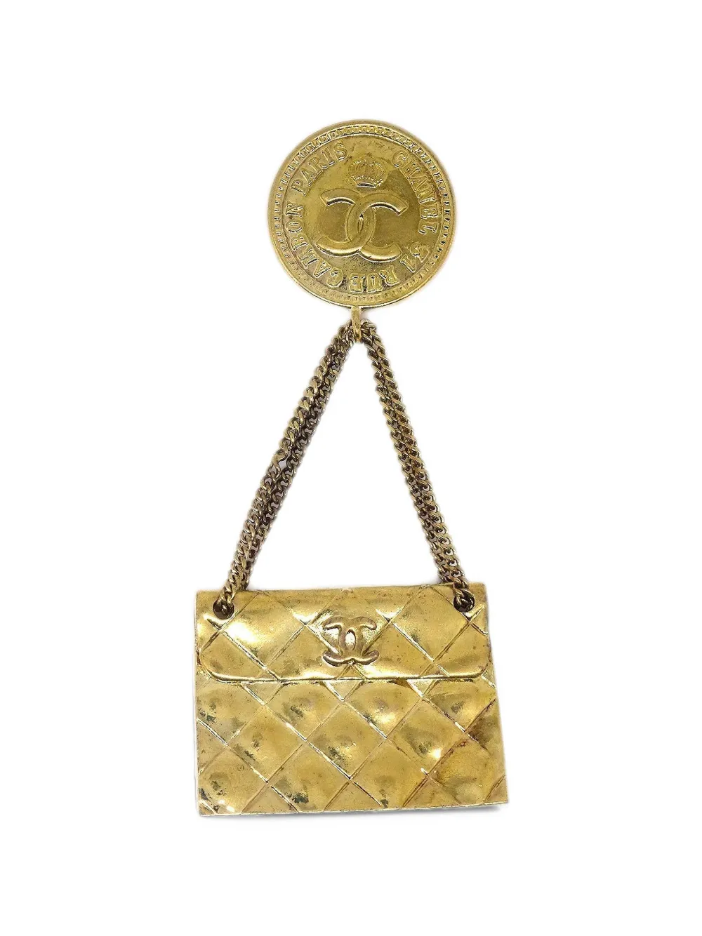 CHANEL Pre-Owned quilted CC brooch - Oro