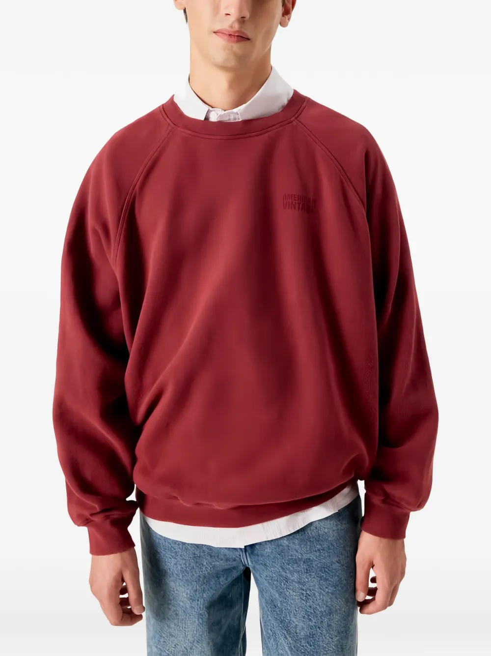American Vintage logo-print raglan-sleeve sweatshirt Rood