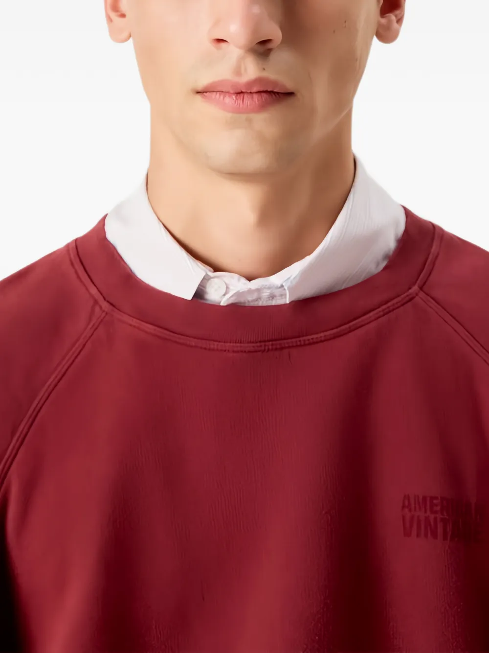 American Vintage logo-print raglan-sleeve sweatshirt Rood
