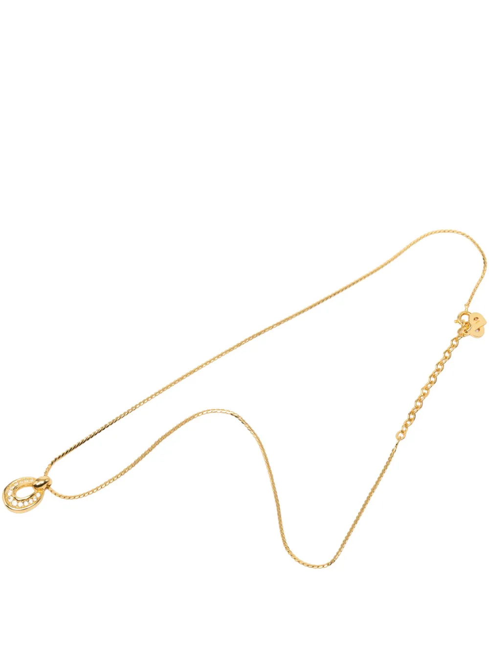 Christian Dior Pre-Owned 20th Century Gold Plated and Strass Oval Pendant Necklace costume necklace - Oro