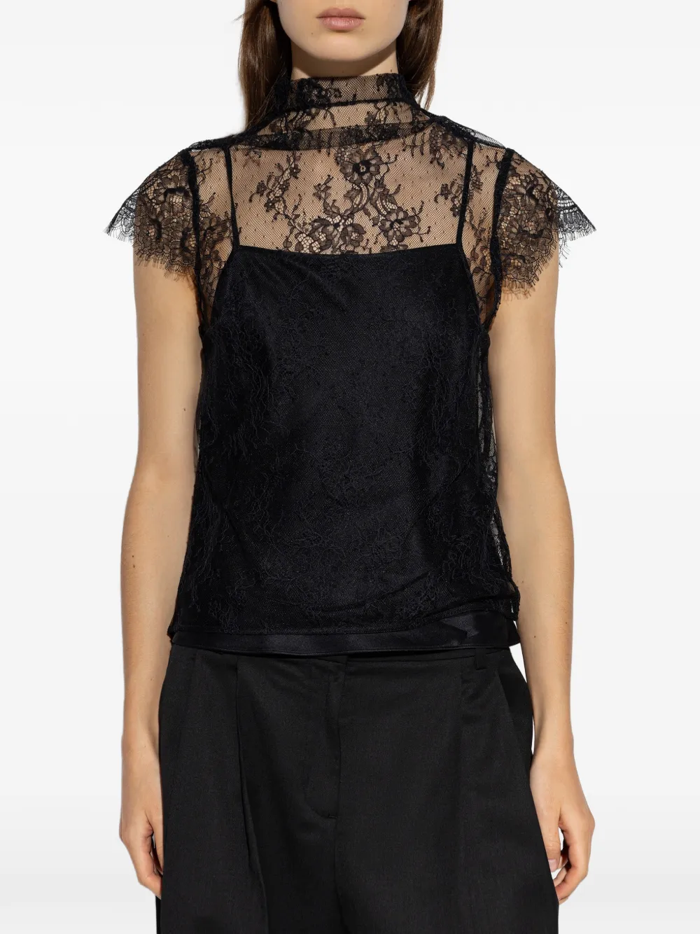 Posse Blake lace silk blouse - Nero