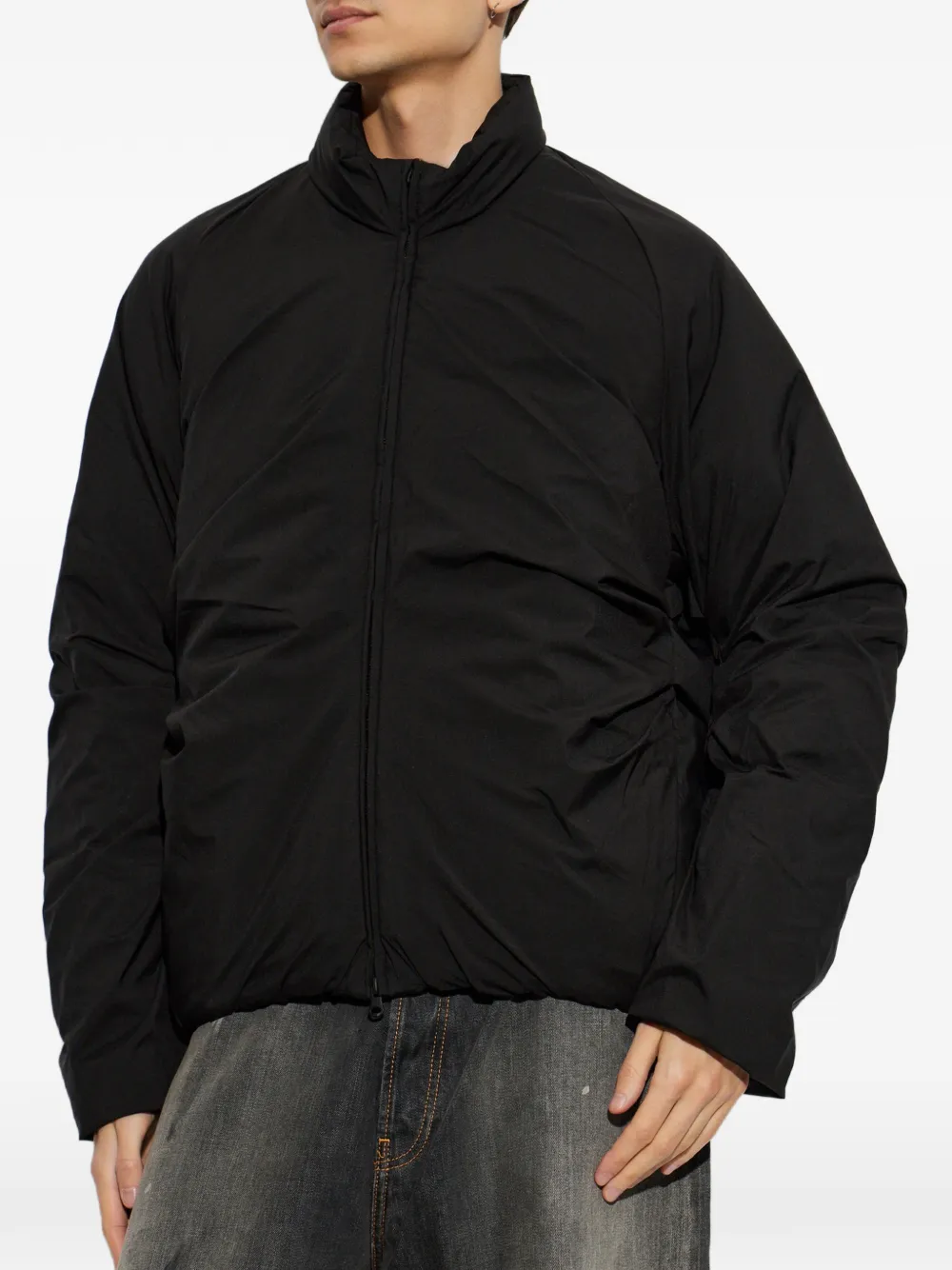 Post Archive Faction Flare ruched-detail down jacket Zwart