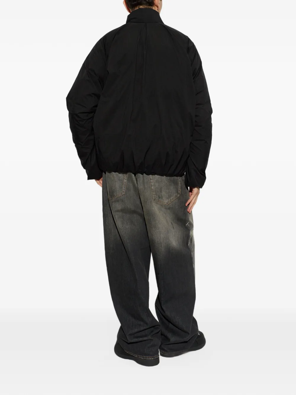 Post Archive Faction Flare ruched-detail down jacket Zwart