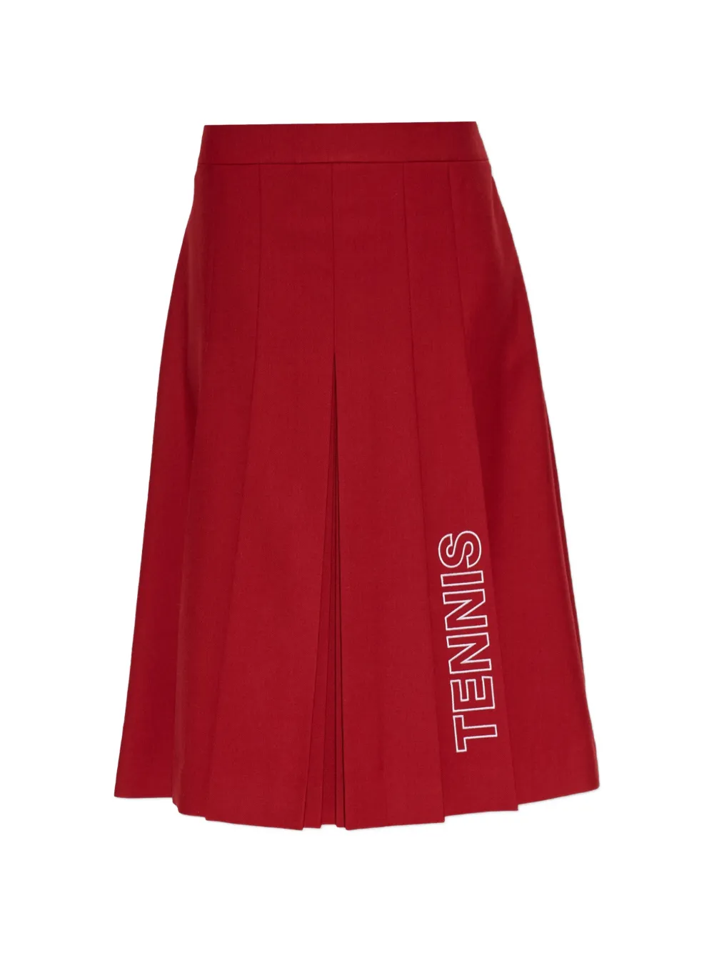 Lacoste Runway embroidered pleated midi skirt Rood