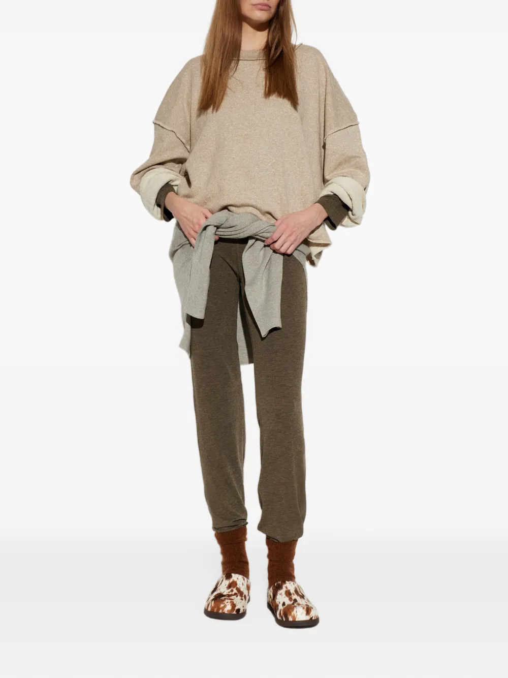 American Vintage Dantown gerafelde sweater Beige