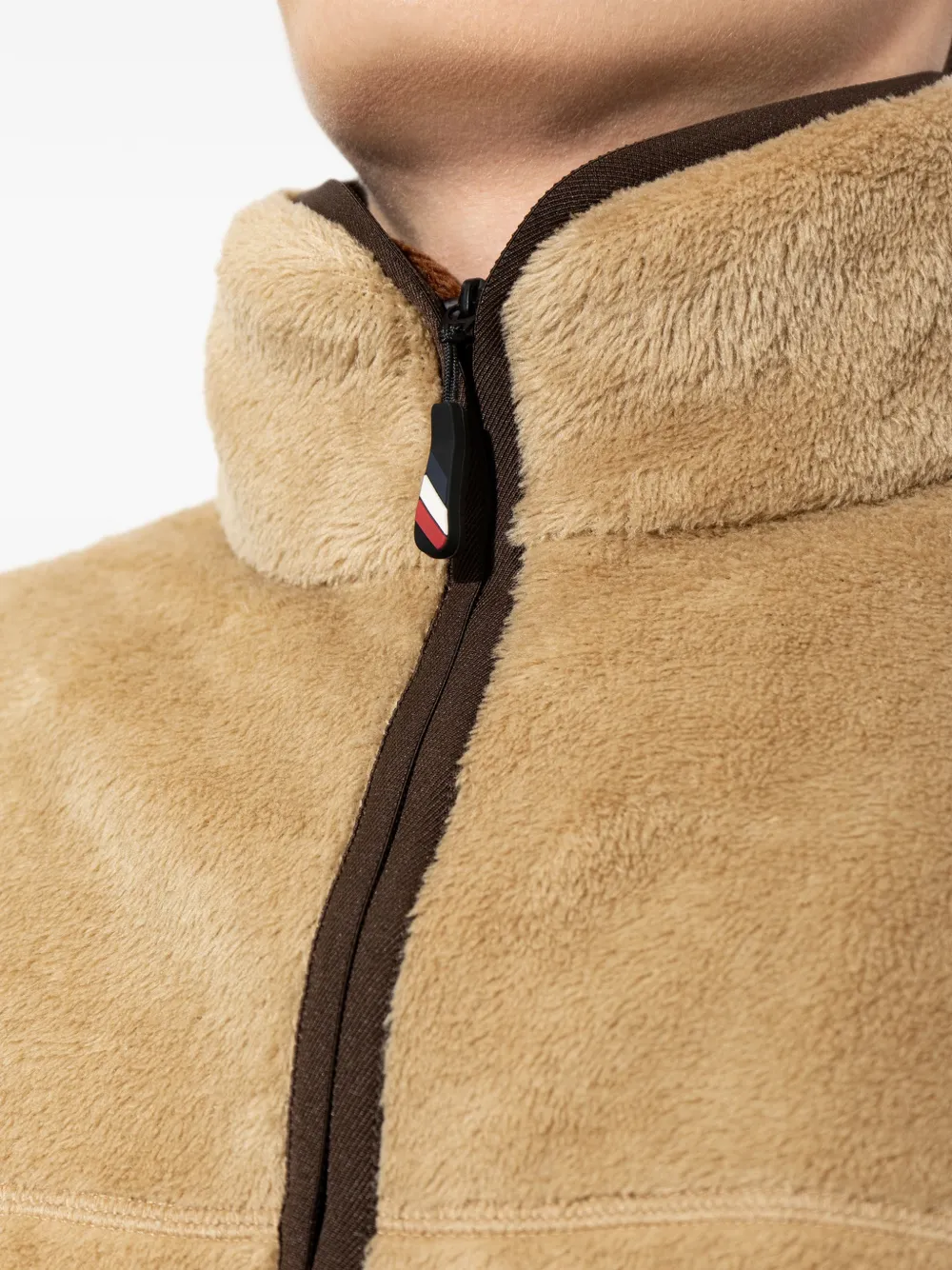 Moncler Grenoble half-zip fleece sweatshirt Beige