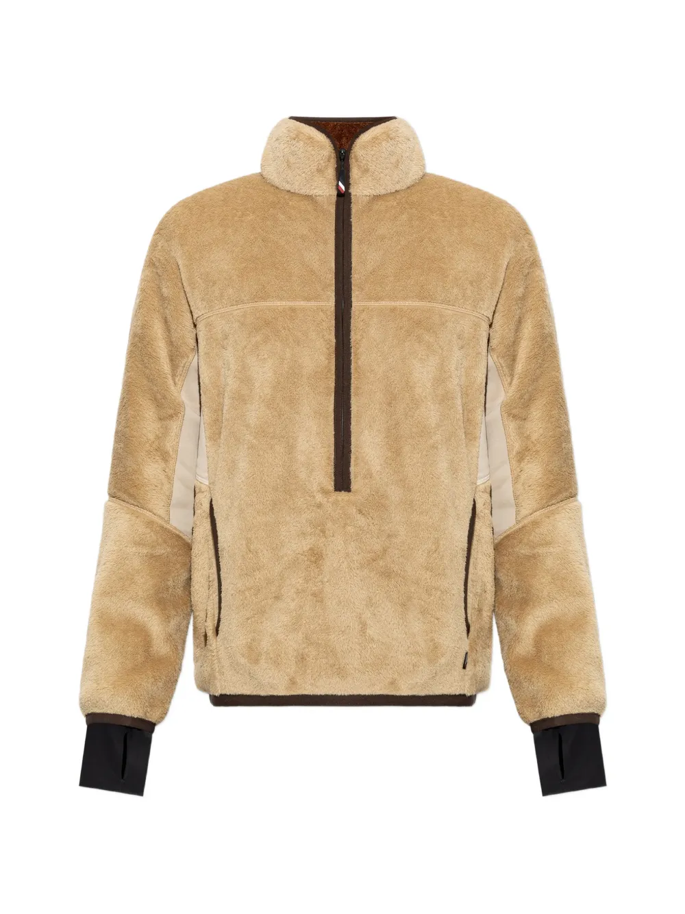 Moncler Grenoble half-zip fleece sweatshirt Beige